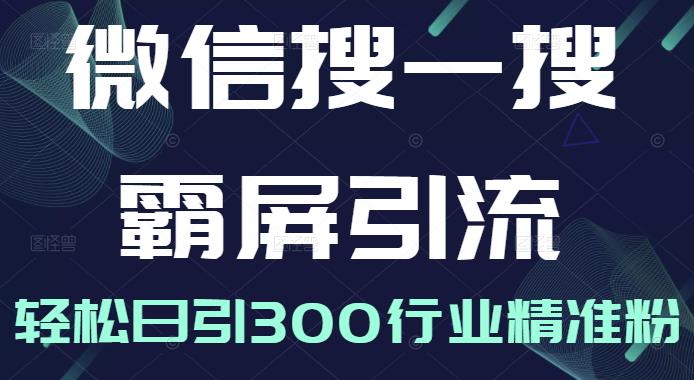 微信搜一搜霸屏引流课，打造被动精准引流系统，轻松日引300行业精准粉【无水印】_北创网