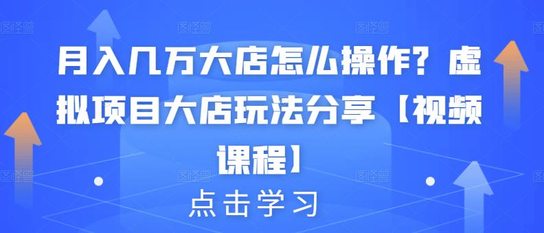 月入几万大店怎么操作？虚拟项目大店玩法分享【视频课程】_北创网