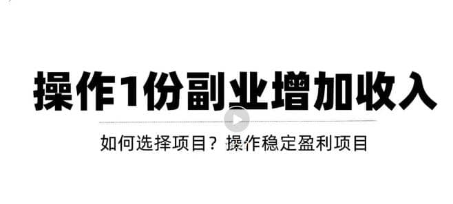 新手如何通过操作副业增加收入，从项目选择到玩法分享！【视频教程】_北创网