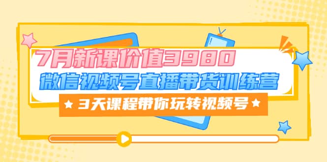 微信视频号直播带货训练营，3天课程带你玩转视频号：7月新课价值3980_北创网