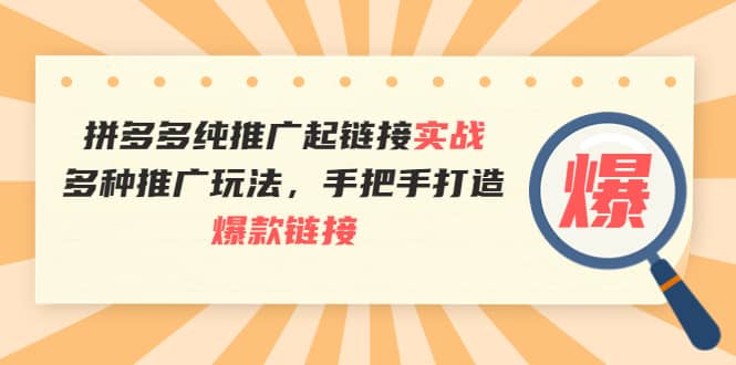 拼多多纯推广起链接实战：多种推广玩法，手把手打造爆款链接_北创网