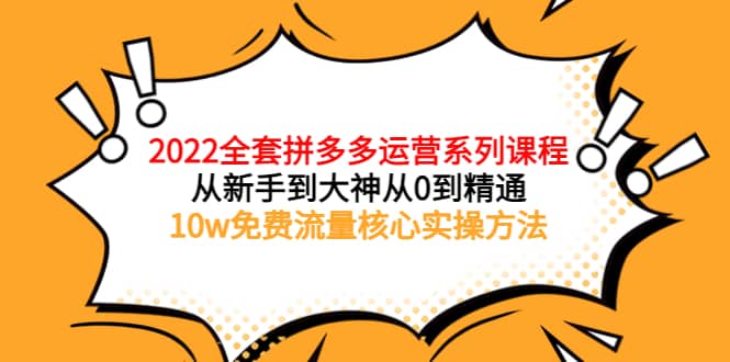 2022全套拼多多运营课程，从新手到大神从0到精通，10w免费流量核心实操方法_北创网