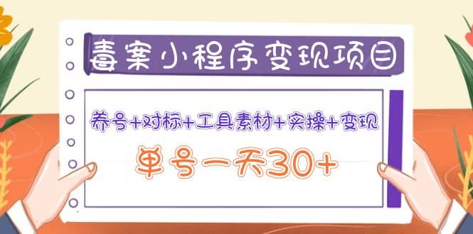 毒案小程序变现项目：养号 对标 工具素材 实操 变现_北创网