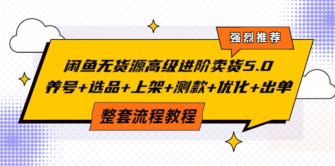 闲鱼无货源高级进阶卖货5.0，养号 选品 上架 测款 优化 出单整套流程教程_北创网