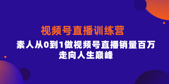 视频号直播训练营，素人从0到1做视频号直播销量百万，走向人生巅峰_北创网