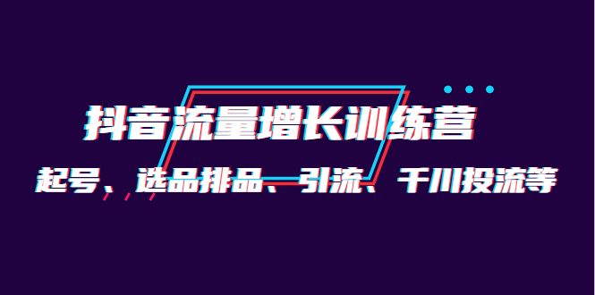 月销1.6亿实操团队·抖音流量增长训练营：起号、选品排品、引流 千川投流等_北创网