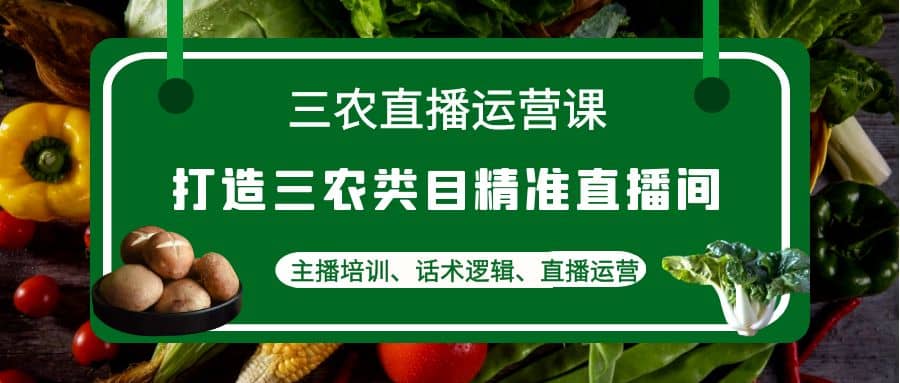 三农直播运营课：打造三农类目精准直播间，主播培训、话术逻辑、直播运营_北创网