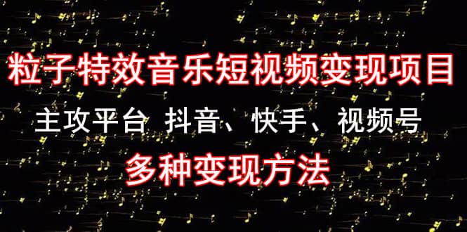 《粒子特效音乐短视频变现项目》主攻平台 抖音、快手、视频号 多种变现方法_北创网