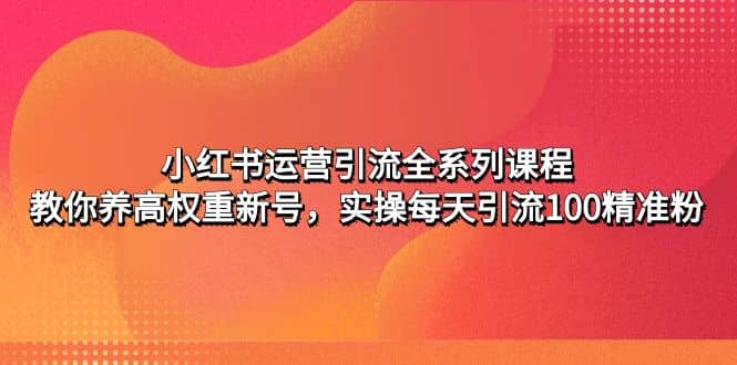 小红书运营引流全系列课程：教你养高权重新号_北创网