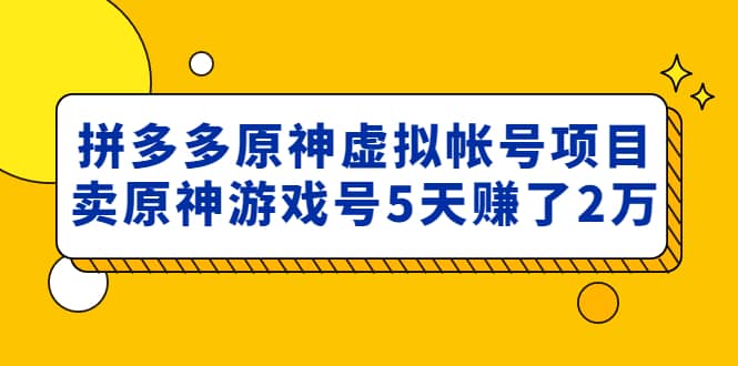 外面卖2980的拼多多原神虚拟帐号项目_北创网