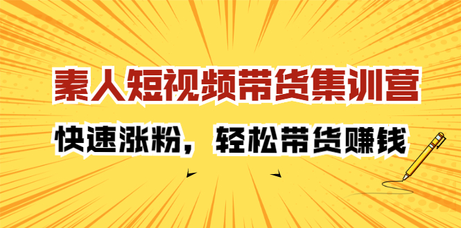 素人短视频带货集训营：快速涨粉，轻松带货赚钱_北创网