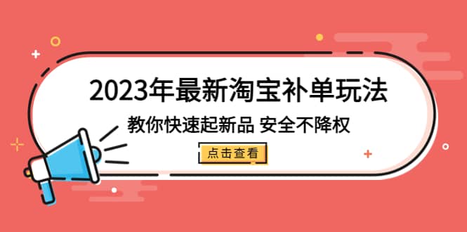 2023年最新淘宝补单玩法，教你快速起·新品，安全·不降权（18课时）_北创网