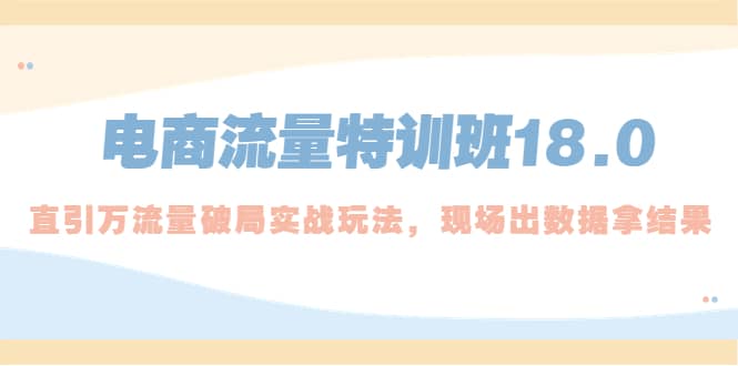 电商流量特训班18.0，直引万流量破局实操玩法，现场出数据拿结果_北创网