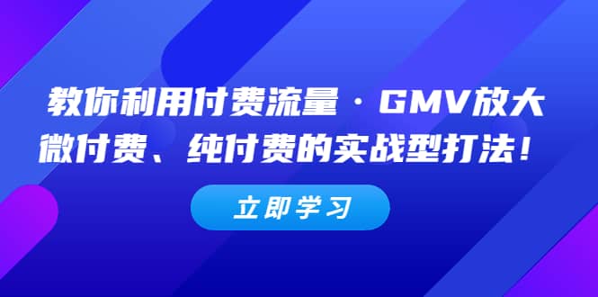 教你利用付费流量·GMV放大，微付费、纯付费的实战型打法_北创网