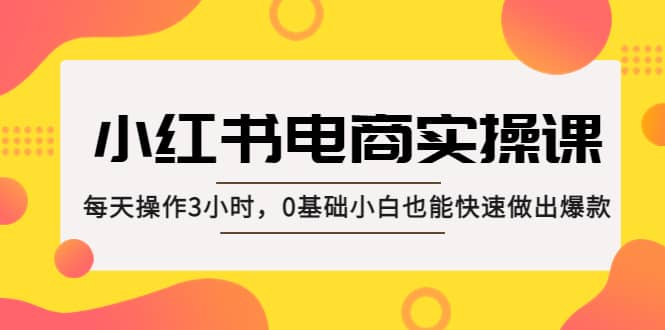 小红书·电商实操课：每天操作3小时，0基础小白也能快速做出爆款_北创网