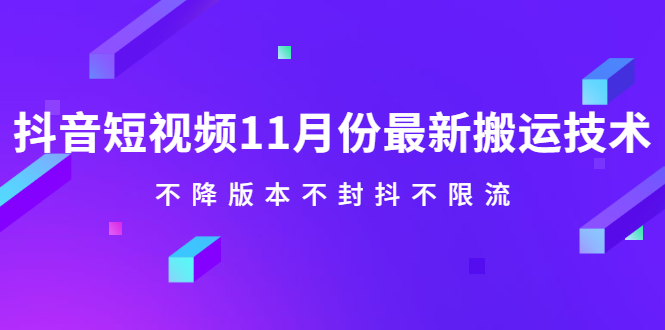 抖音短视频11月份最新搬运技术，不降版本不封抖不限流！【视频课程】_北创网