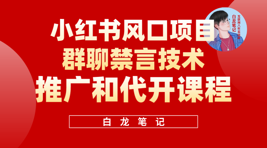 小红书风口项目日入300 ，小红书群聊禁言技术代开项目，适合新手操作_北创网