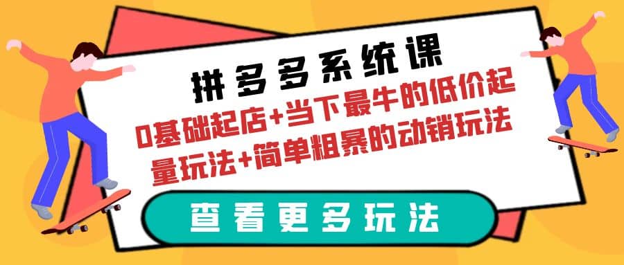 拼多多系统课：0基础起店 当下最牛的低价起量玩法 简单粗暴的动销玩法_北创网