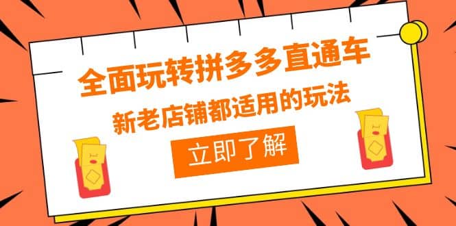 全面玩转拼多多直通车，新老店铺都适用的玩法（12节精华课）_北创网