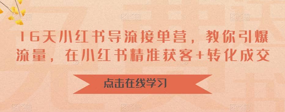 16天-小红书 导流接单营，教你引爆流量，在小红书精准获客 转化成交_北创网