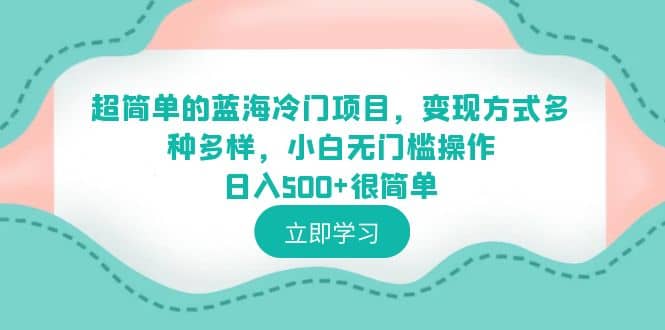 超简单的蓝海冷门项目，变现方式多种多样，小白无门槛操作日入500 很简单_北创网