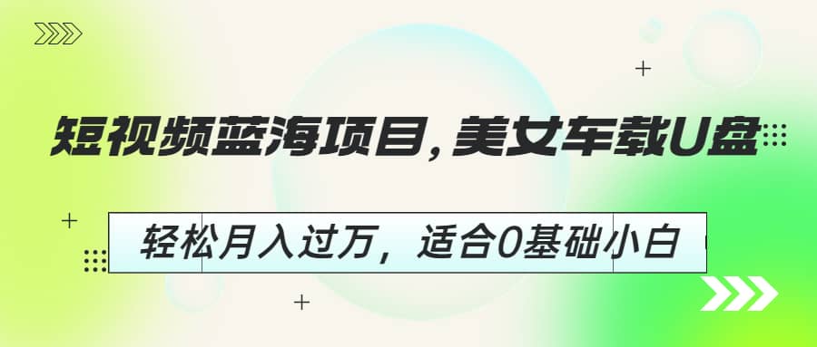 短视频蓝海项目，美女车载U盘，轻松月入过万，适合0基础小白_北创网