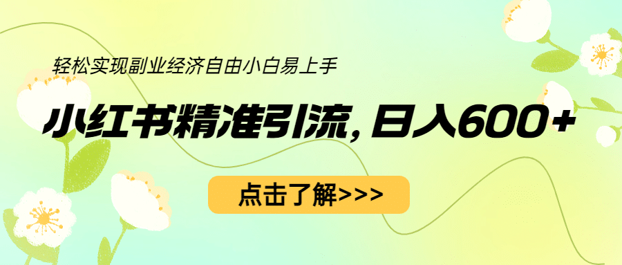 小红书精准引流，小白日入600 ，轻松实现副业经济自由（教程 1153G资源）_北创网