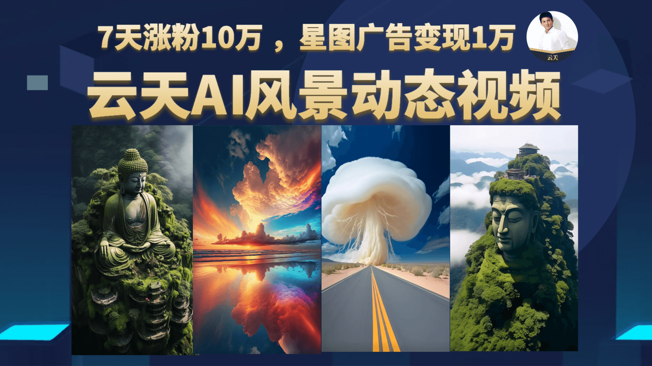 云天AI风景动图视频制作，7天涨粉10万 ，星图广告变现1万_北创网