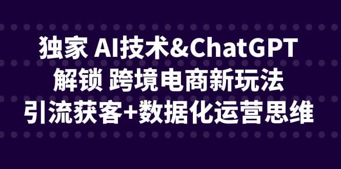 独家 AI技术ChatGPT解锁 跨境电商新玩法，引流获客 数据化运营思维_北创网