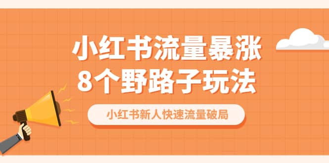 小红书流量-暴涨8个野路子玩法：小红书新人快速流量破局（8节课）_北创网