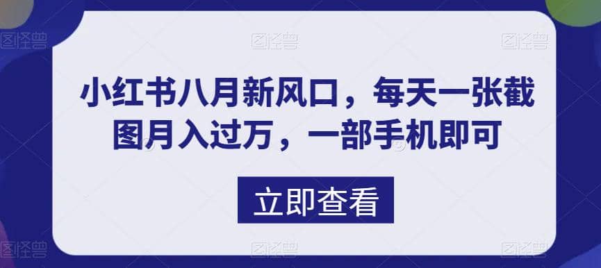 八月新风口，小红书虚拟项目一天收入1000 ，实战揭秘_北创网