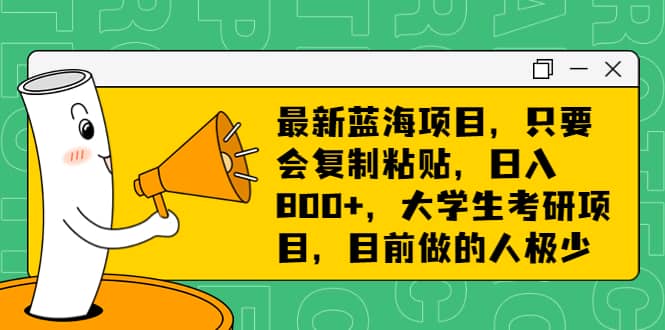 最新蓝海项目，只要会复制粘贴，日入800 ，大学生考研项目，目前做的人极少_北创网