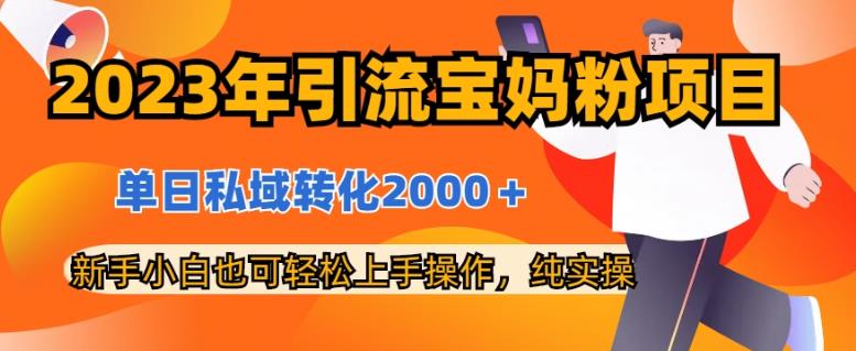 2023年引流宝妈粉项目，单日私域转化2000＋，新手小白也可轻松上手操作，纯实操_北创网