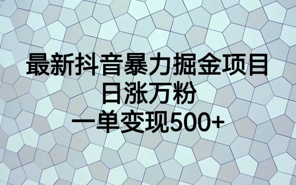 最火热的抖音暴力掘金项目，日涨万粉，多种变现方式，一单变现可达500_北创网