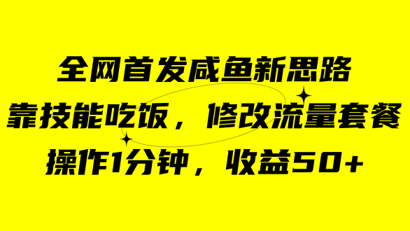 咸鱼冷门新玩法，靠“技能吃饭”，修改流量套餐，操作1分钟，收益50_北创网