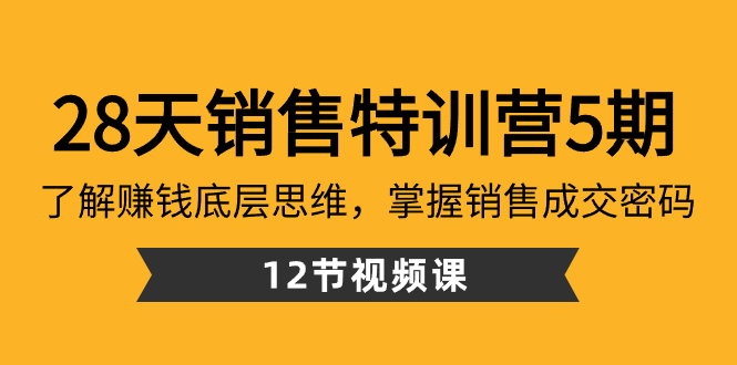 ：了解赚钱底层思维，掌握销售成交密码（12节课）_北创网