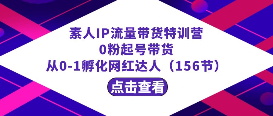 繁星·计划素人IP流量带货特训营：0粉起号带货 从0-1孵化网红达人（156节）_北创网