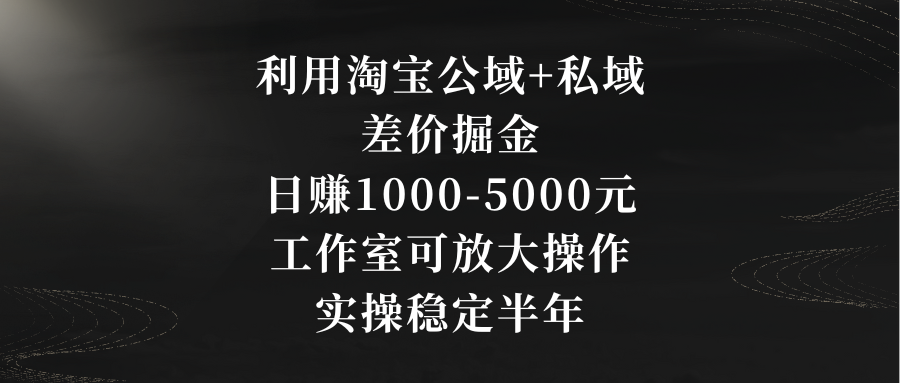 利用淘宝公域+私域差价掘金，日赚1000-5000元，工作室可放大操作，实操…_北创网