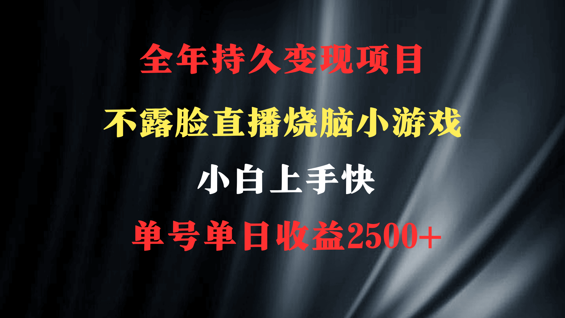 2024年 最优项目，烧脑小游戏不露脸直播  小白上手快 无门槛 一天收益2500+_北创网