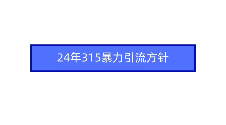 2024年315暴力引流方针_北创网