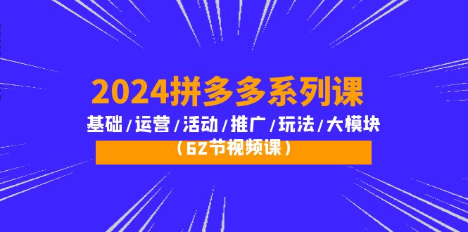 2024拼多多系列课：基础/运营/活动/推广/玩法/大模块（62节视频课）_北创网