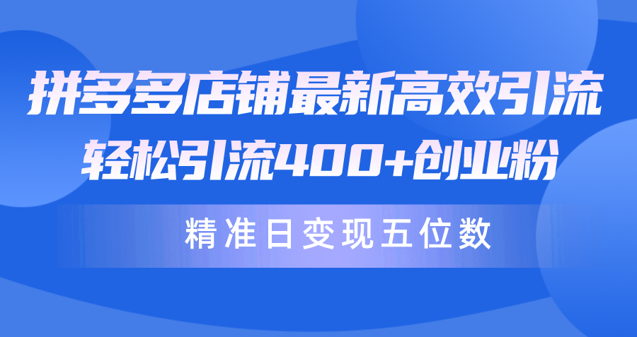 拼多多店铺最新高效引流术，轻松引流400+创业粉，精准日变现五位数！_北创网