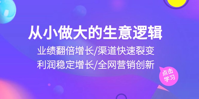 从小做大生意逻辑：业绩翻倍增长/渠道快速裂变/利润稳定增长/全网营销创新_北创网