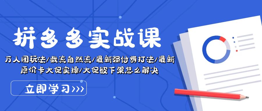 拼多多·实战课：万人团玩法/截流自然流/最新强付费打法/最新原价卡大促.._北创网