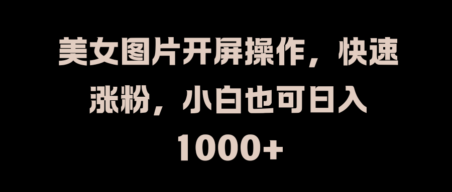 美女图片开屏操作，快速涨粉，小白也可日入1000+_北创网