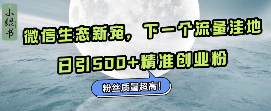 微信生态新宠小绿书：下一个流量洼地，粉丝质量超高，日引500+精准创业粉，_北创网