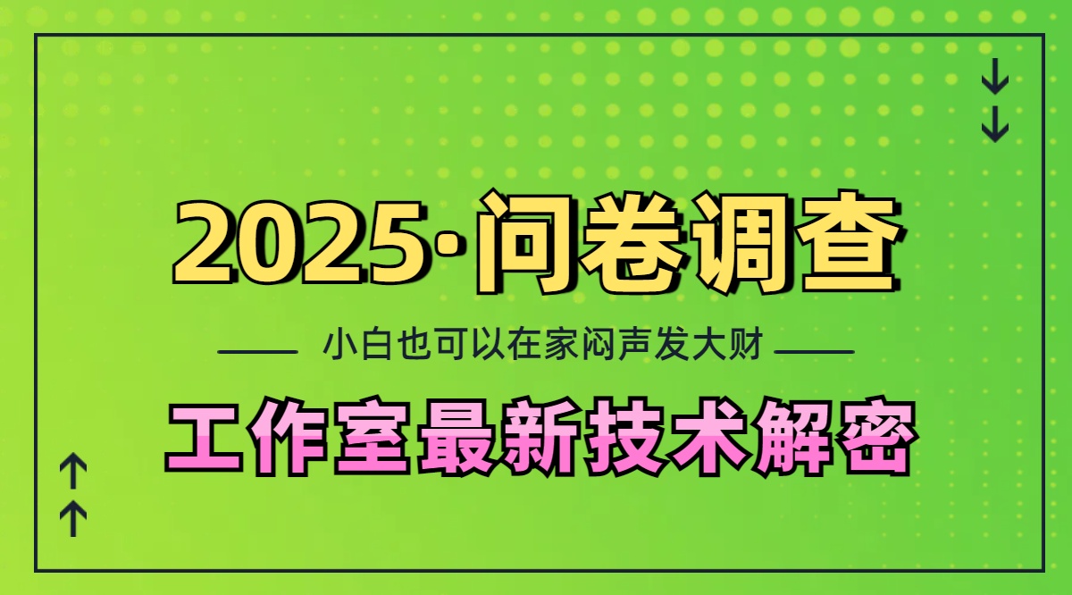 2025《问卷调查》最新工作室技术解密：一个人在家也可以闷声发大财，小白一天200+，可矩阵放大_北创网