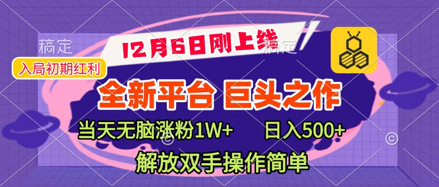 全新引流平台，巨头之作，当天无脑涨粉1W+，日入现500+，解放双手操作简单_北创网