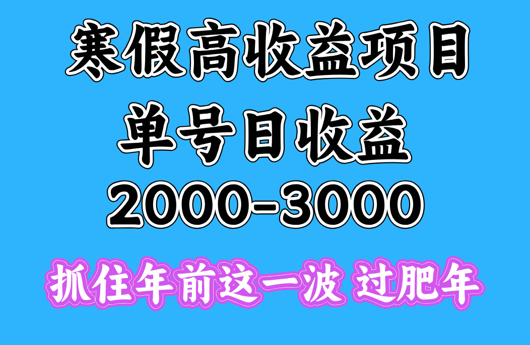 寒假期间一天收益2000-3000+，抓住年前这一波_北创网