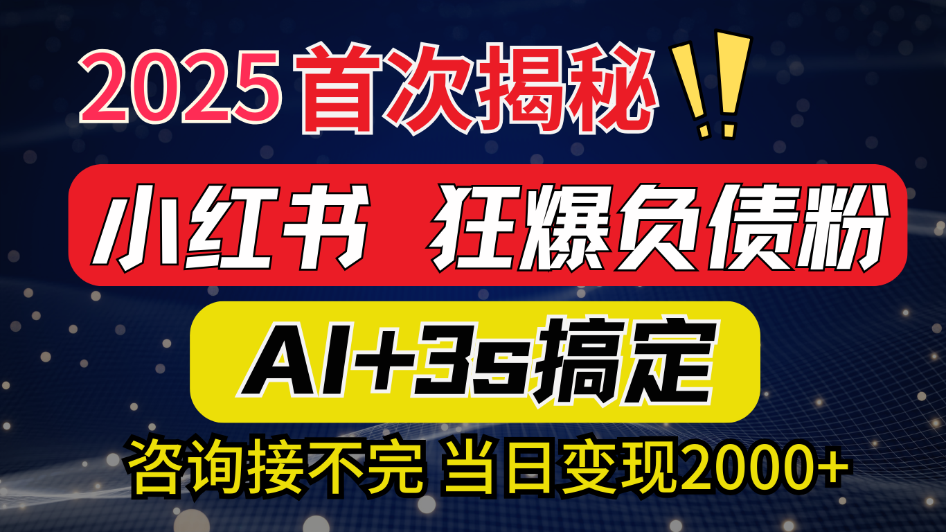 2025引流天花板：最新小红书狂暴负债粉思路，咨询接不断，当日入2000+_北创网